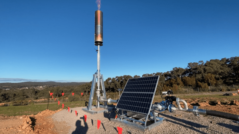 CoreEP flare installation with a solar panel and field equipment